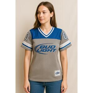 Vintage Bud Light Women’s Jersey Tee Medium 00 Sports Mesh Brand Promo